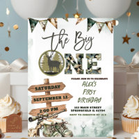 Le Big One Hunter Camo 1er Anniversaire Invitation