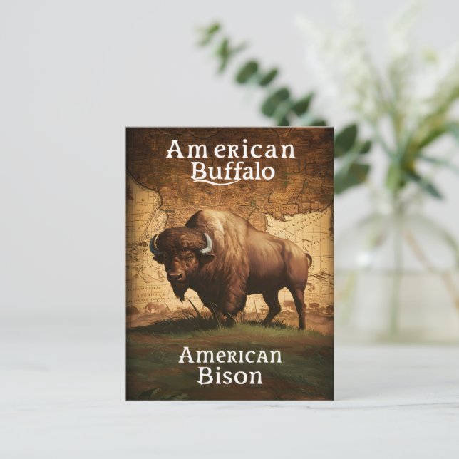 Le bison américain sur une carte (Debout devant)