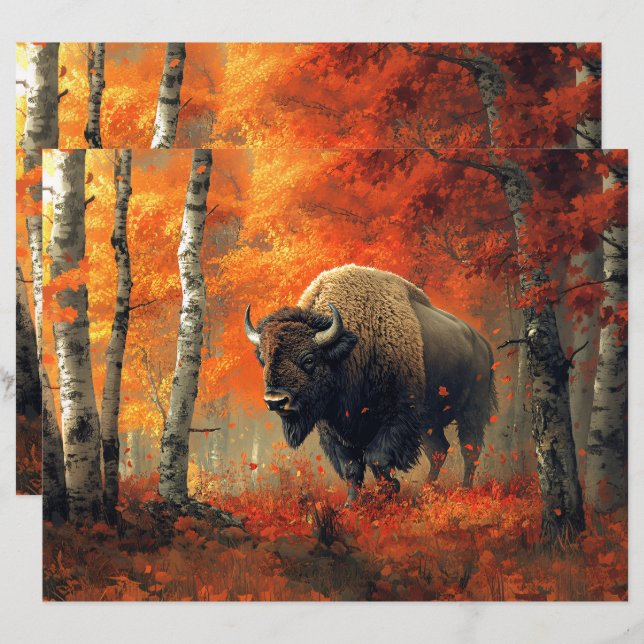 Le bison dans le papier à scandale des bois d'auto (Devant / Derrière)