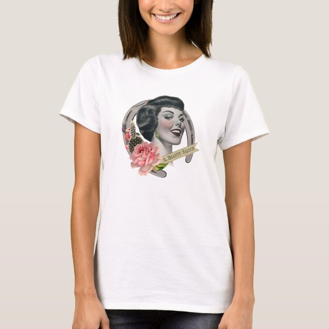 Le blanc du T-shirt des femmes de salle de beauté (Devant)