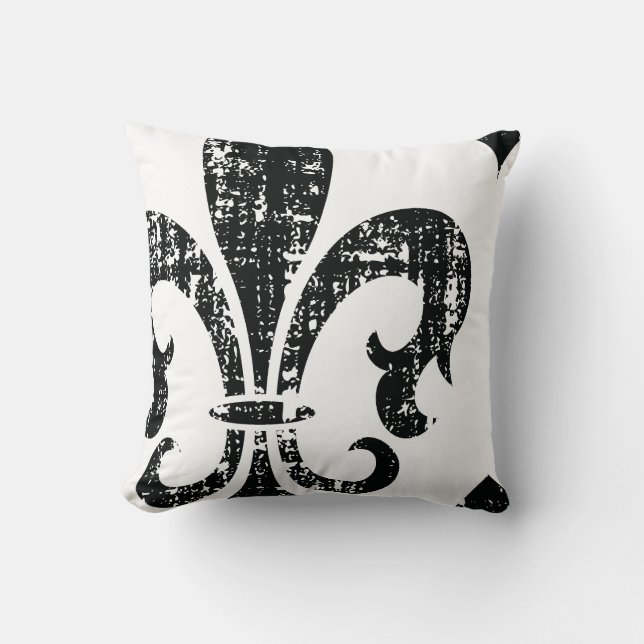 Le blanc noir a affligé le coussin de fleurdelis (Recto)