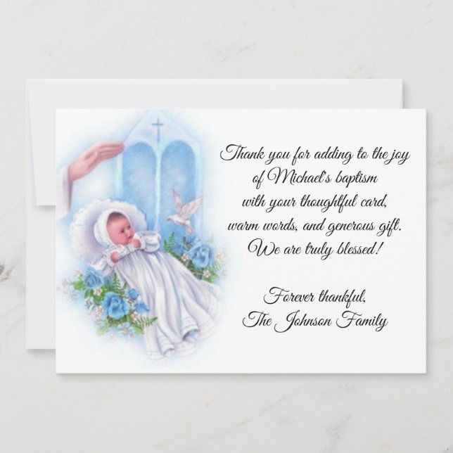 Le bleu baptismal de bébé fleurit le Merci (Devant)