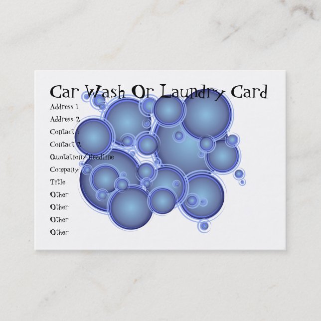 Le bleu bouillonne carte de station de lavage ou (Devant)