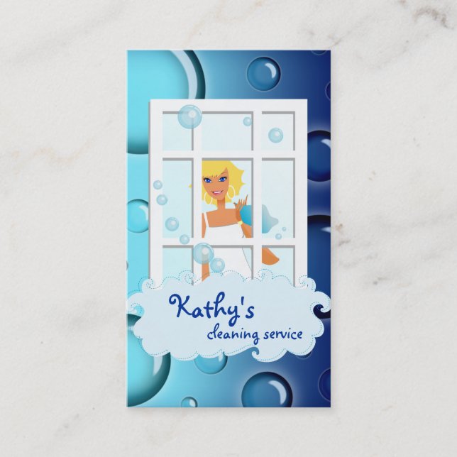 Le bleu de carte de visite de nettoyage bouillonne (Devant)