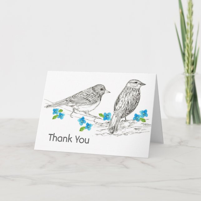 Le bleu d'oiseaux de carte de remerciements (Devant)