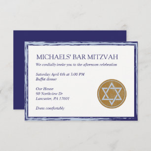 Le bleu et l'or kiddish de carte de Mitzvah de