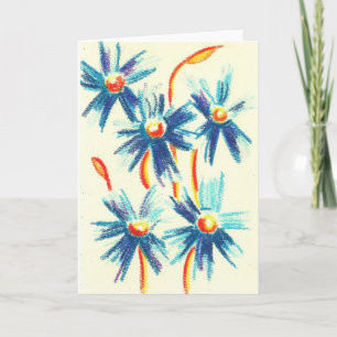 Le bleu fleurit la carte de voeux