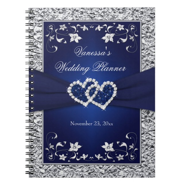 Le bleu marine, argentent le carnet floral jointif (Devant)