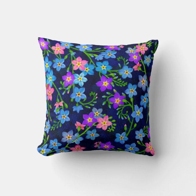 Le bleu m'oublient pas coussin de fleurs de jardin (Recto)