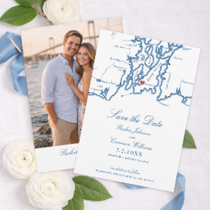 Le Bohlin Save the Date avec Photo du port de Newp