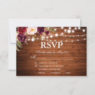 Le bois rustique de mariage allume RSVP floral