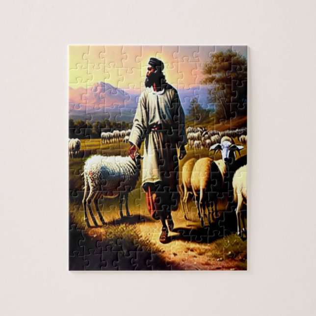 Le bon berger Black Christian Art Puzzle (Vertical)
