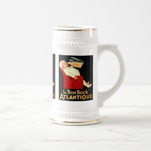 le Bon Bock Atlantique Vintage Beer Label Stein