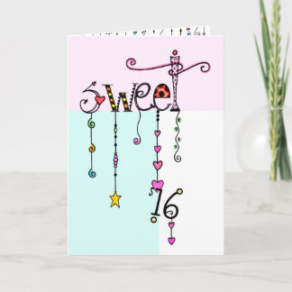 Le bonbon 16 balance la carte d'anniversaire