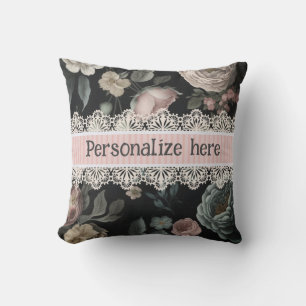 Le Boudoir Vintage Lace and Fabric Throw Pillow