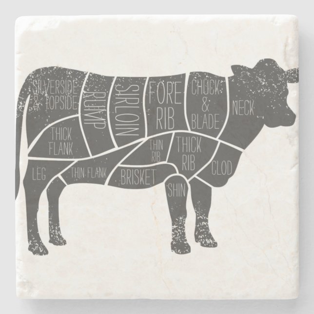 le Butcher Chart Stone Coaster (Front)