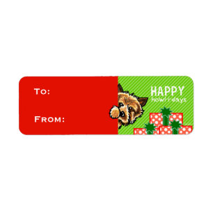 Le cadeau de Noël de Norwich Terrier étiquette l
