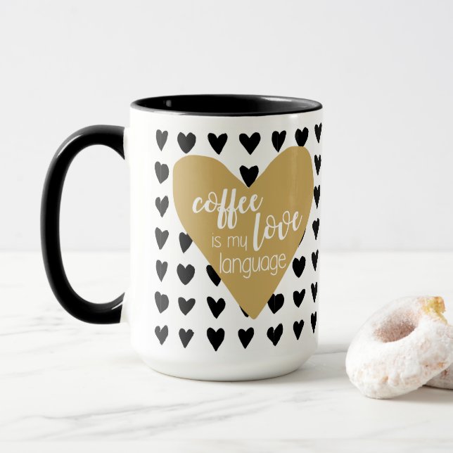 Le café est mon amour langue Mug (Avec donut)