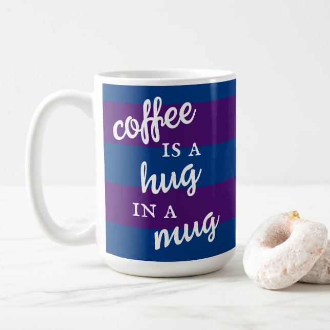 Le café est un câlin dans une Mug Striped Mug (Avec donut)