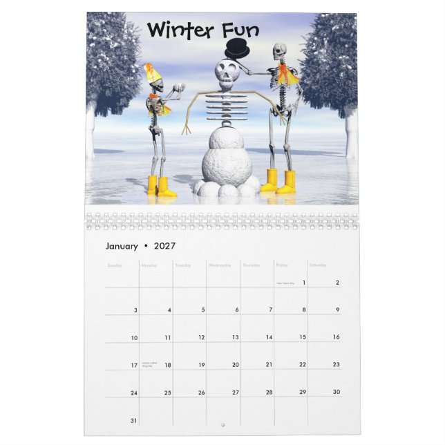 Le calendrier de no. 2 de Skeletonians (Jan 2027)