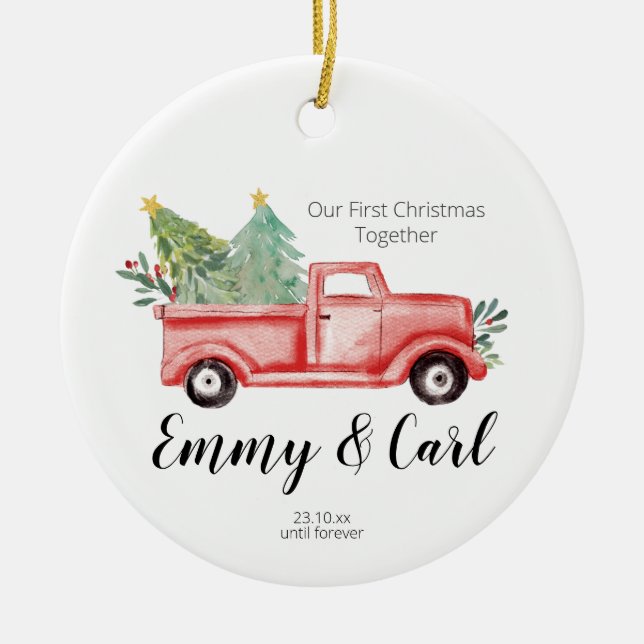 Le Camion Rouge, premier Noël ensemble ornement (Devant)