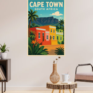 Le Cap, affiche de voyage de l'Afrique du Sud,