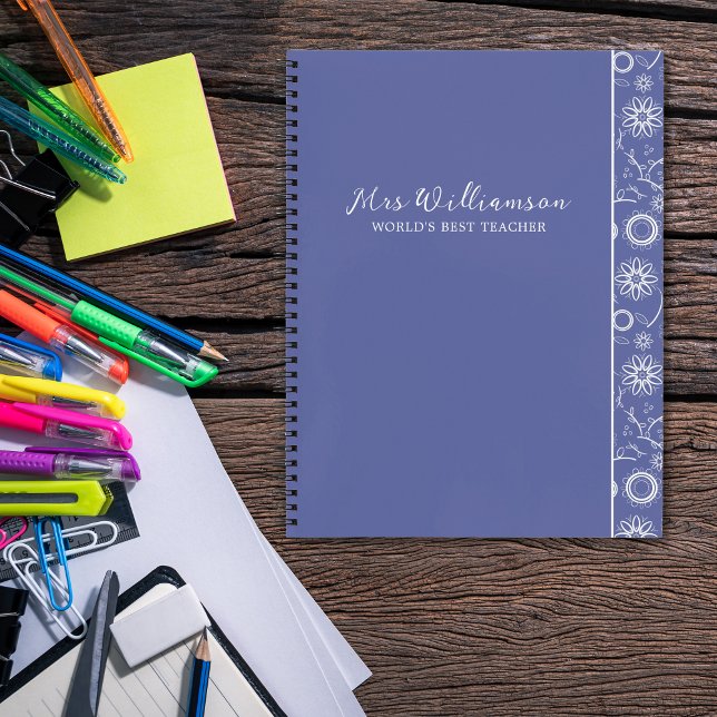Le Carnet Spiral de l'enseignant floral moderne br (Bright Modern Floral Teacher's Spiral Notebook. Say thank you with this personalised gift.)