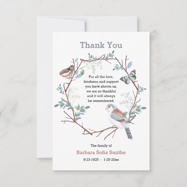 Le Carte de remerciements de deuil de la nature (Devant)