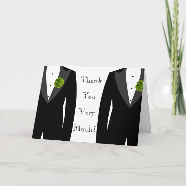 Le carte de remerciements de mariage de vert des (Devant)