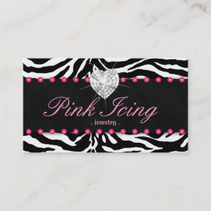 Le Carte de visite de bijoux Zebra Pink Dots Coeur