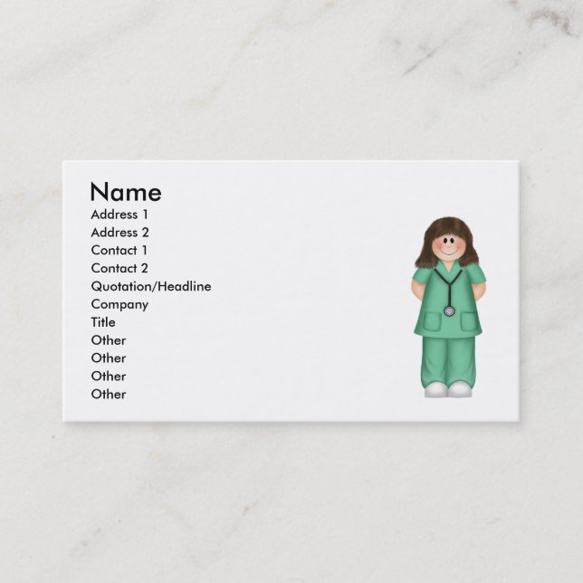 Le carte de visite de l'infirmière (Devant)