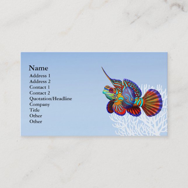Le carte de visite de poissons de Goby Dragonet de (Devant)