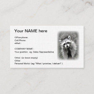 Le carte de visite de sourire de raton laveur