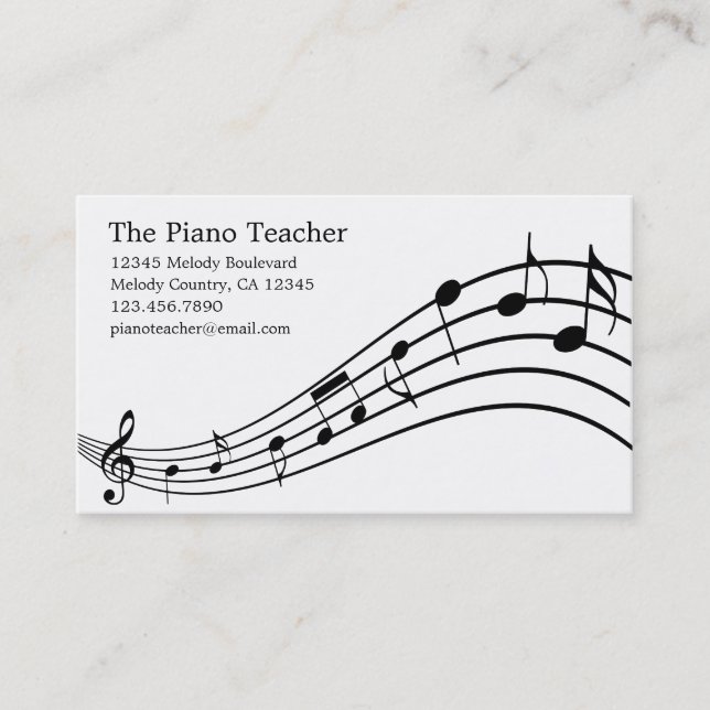 Le carte de visite du musicien de pianiste de (Devant)