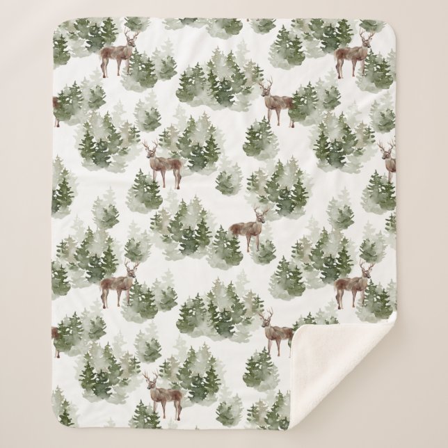 Le cerf dans la couverture en polaire À feuillage  (Devant)