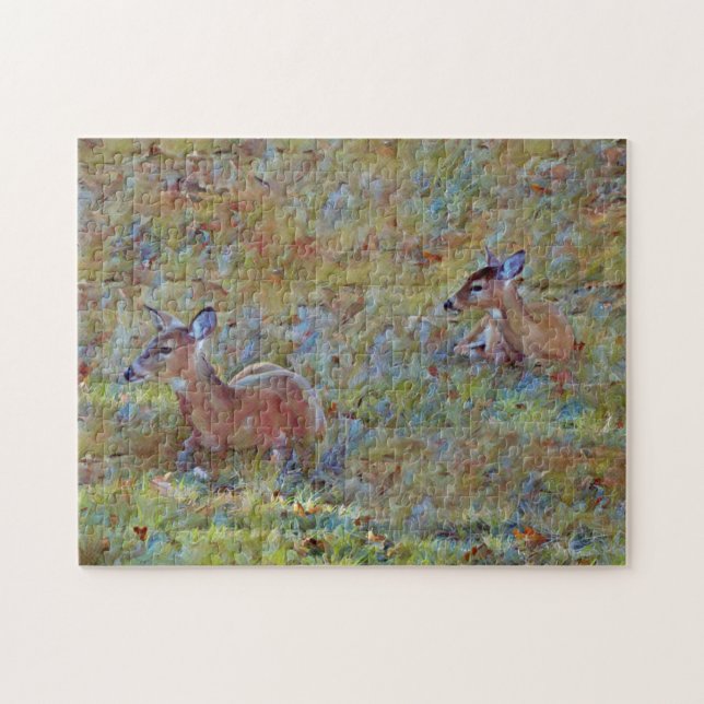 Le cerf dans un puzzle d'art animal de prairie (Horizontal)