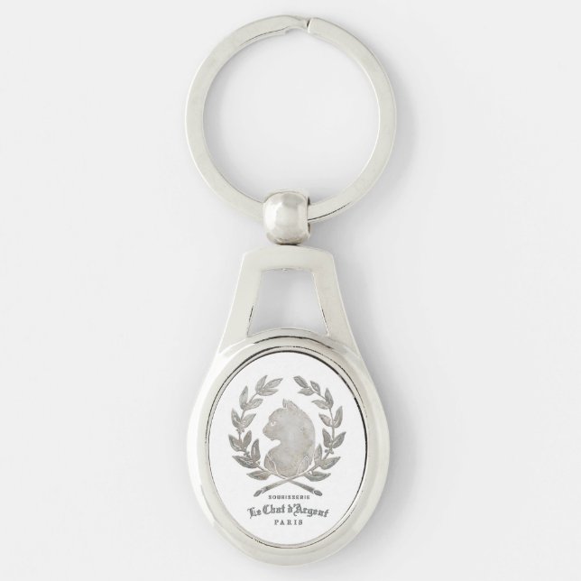 Le Chat d'Argent Oval Cameo Keychain (Front)