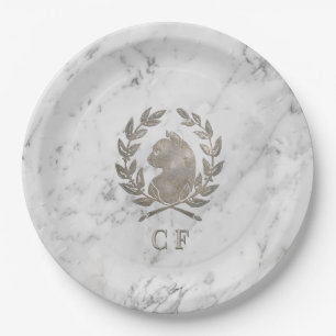 Le Chat d'Argent Personalized Carrara Marble Paper Plate