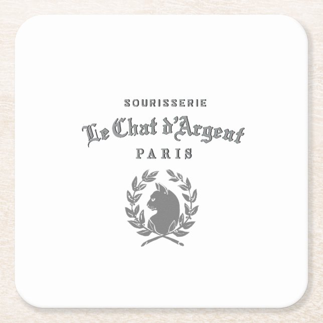 Le Chat d'Argent Vintage Square Coaster (Front)