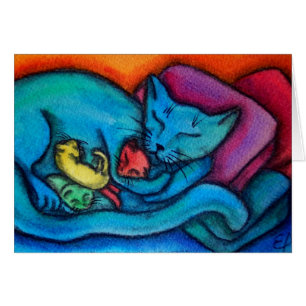 Le chat de maman aime ses chatons