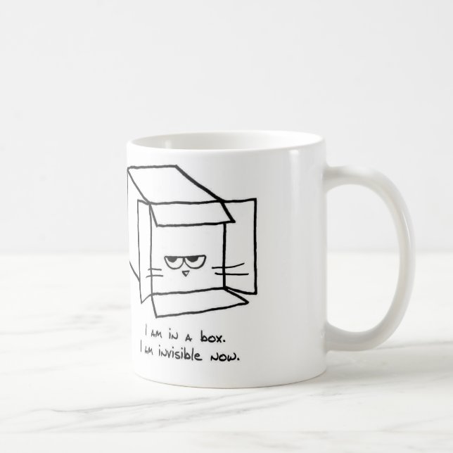 Le chat fâché se cache dans une boîte - tasse de (Droite)