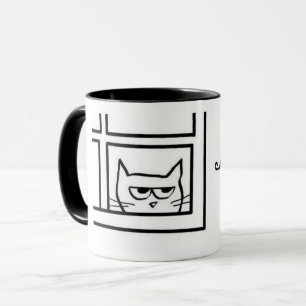 Le chat fâché voit un autre chat - tasse de café