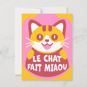 Le Chat Fait Miaou Cute French Orange Tabby Postcard