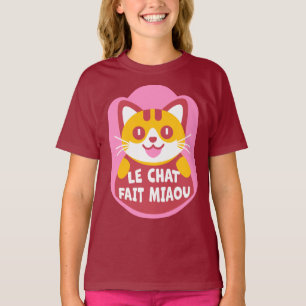 Le Chat Fait Miaou Cute French Orange Tabby T-Shirt