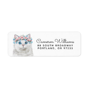 Le chat floral blanc doux ajoutent votre nom