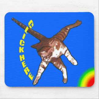 Le chat indique cliquent sur ici ! Tapis de souris