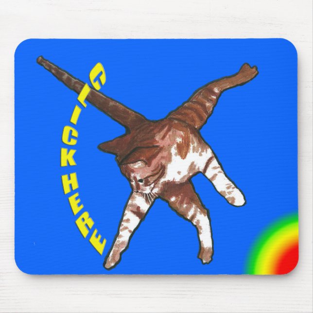 Le chat indique cliquent sur ici ! Tapis de souris (Devant)