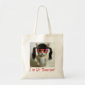 le chat mignon avec le sac fourre-tout à lunettes