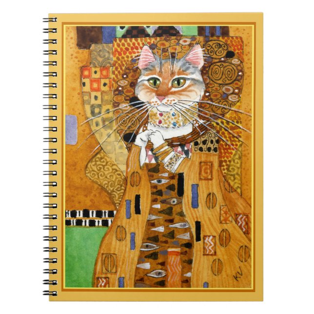 Le chat mignon de Gustav Klimt charrient le carnet (Devant)