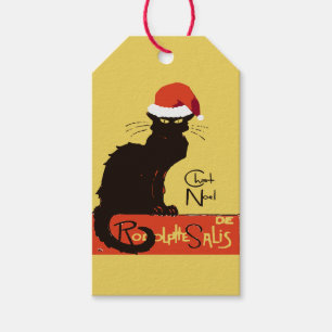Le Chat Noel Christmas Parody Distressed Cut Out Gift Tags